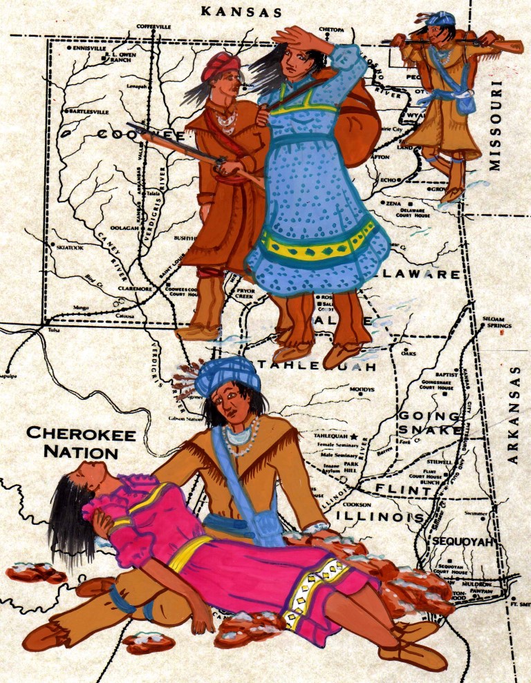 Cherokees!  The President of the United States has sent me, with a powerful army, to cause you, in obedience to the Treaty of 1835, to join that part of your people who are already established in prosperity, on the other side of the Mississippi.  Unhappily, the two years which were allowed for the purpose, you have suffered to pass away without following, and without making any preparation to follow, and now, or by the time that this solemn address shall reach your distant settlements, the emigration must be commenced in haste, but, I hope, without disorder.  I have no power, by granting a farther delay, to correct the error that you have committed.  The full moon of May is already on the wane, and before another shall have passed away, every Cherokee man, woman and child, in those States, must be in motion to join their brethren in the far West. General Winfield Scott, Cherokee Agency, May 10, 1838